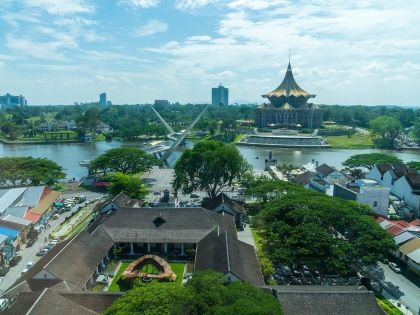 Udsigt til floden fra, The Waterfront Hotel Kuching