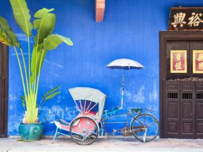 Rickshaw ved Blue Mansion i George Town