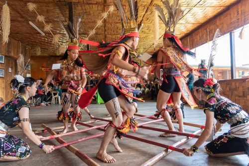 Bambus-dans hos Kadazan,Dusun,Murut, Kota,Kinabalu,,Malaysia